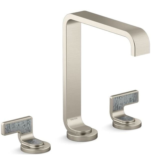 Vòi lavabo thân cao màu nickel tay cầm sóng xám Kallista P34232-SGW-BN