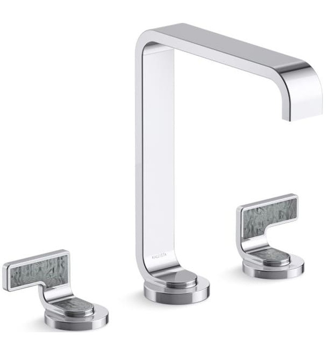 Vòi lavabo thân cao màu chrome tay cầm sóng xám Kallista P34232-SGW-CP