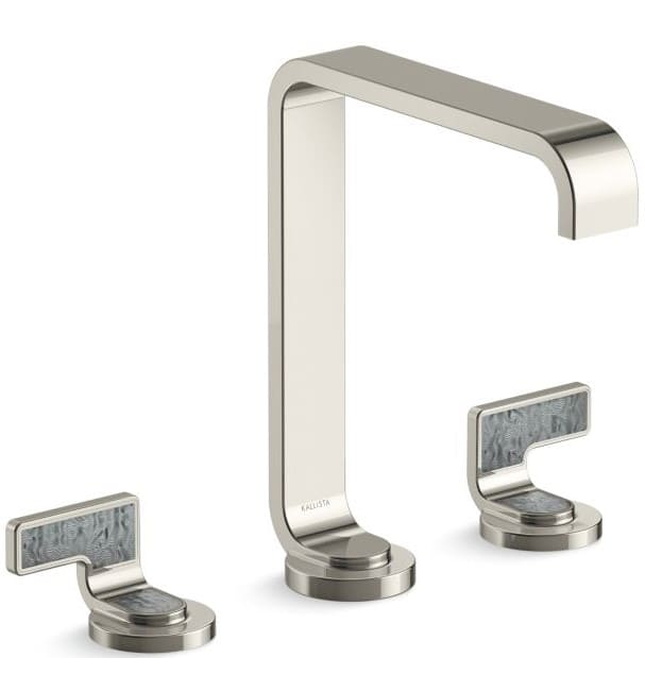 Vòi lavabo thân cao màu nickel tay cầm sóng xám Kallista P34232-SGW-BN