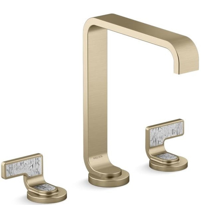 Vòi lavabo thân cao màu nickel tay cầm sóng trắng Kallista P34232-TWW-BN