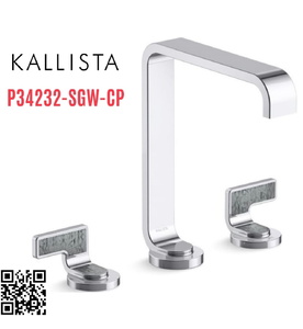 Vòi lavabo thân cao màu chrome tay cầm sóng xám Kallista P34232-SGW-CP