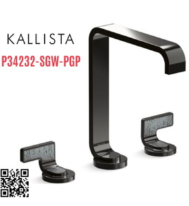 Vòi lavabo thân cao màu đen tay cầm sóng xám Kallista P34232-SGW-PGP