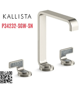 Vòi lavabo thân cao màu nickel tay cầm sóng xám Kallista P34232-SGW-SN