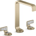 Vòi lavabo thân cao màu nickel tay cầm sóng trắng Kallista P34232-TWW-BN