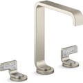 Vòi lavabo thân cao màu chrome tay cầm sóng trắng Kallista P34232-TWW-CP