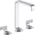 Vòi lavabo thân cao màu đen tay cầm sóng trắng Kallista P34232-TWW-PGP