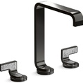 Vòi lavabo thân cao màu đen tay cầm sóng trắng Kallista P34232-TWW-PGP