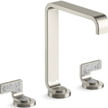 Vòi lavabo thân cao màu nickel tay cầm sóng trắng Kallista P34232-TWW-SN