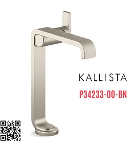 Vòi chậu rửa mặt 1 chân thân cao màu nickel Kallista P34233-00-BN