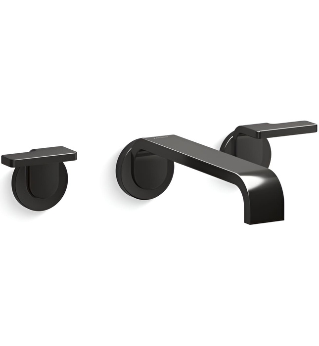 Vòi chậu rửa mặt âm tường nóng lạnh màu vàng Kallista P34236-LV-BAF