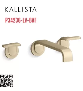 Vòi chậu rửa mặt âm tường nóng lạnh màu vàng Kallista P34236-LV-BAF
