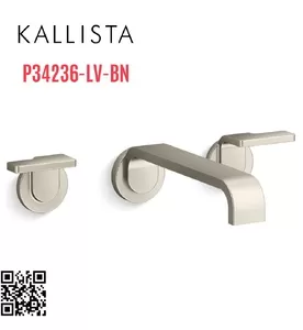Vòi chậu rửa mặt âm tường nóng lạnh màu nickel Kallista P34236-LV-BN