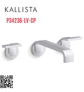 Vòi chậu rửa mặt âm tường nóng lạnh màu chrome Kallista P34236-LV-CP