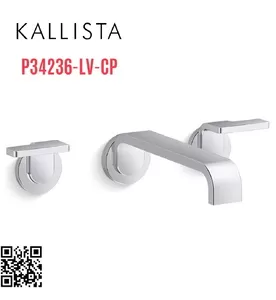 Vòi chậu rửa mặt âm tường nóng lạnh màu chrome Kallista P34236-LV-CP