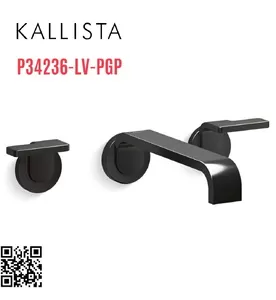 Vòi chậu rửa mặt âm tường nóng lạnh màu đen Kallista P34236-LV-PGP