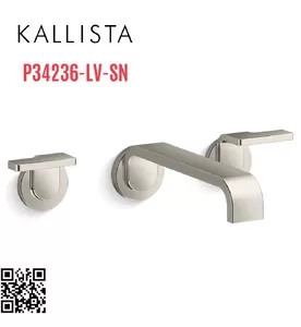 Vòi chậu rửa mặt âm tường nóng lạnh màu nickel Kallista P34236-LV-SN
