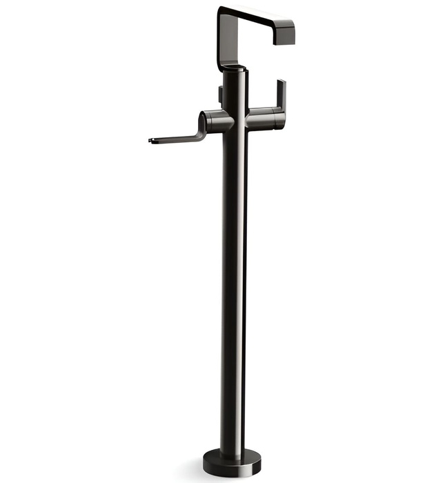 Vòi bồn tắm gắn sàn 1 lỗ nóng lạnh màu đen Kallista P34238-LV-PGP