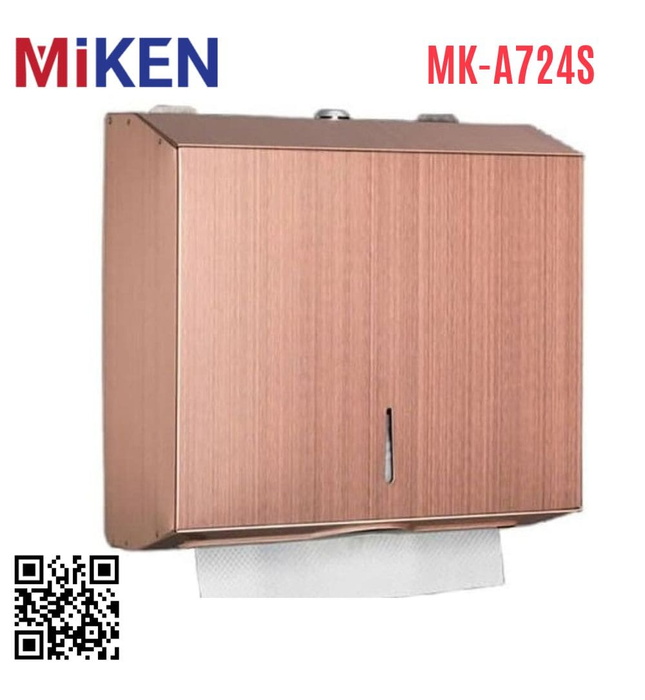 Hộp đựng giấy lau tay mạ màu đồng đỏ xước Miken MK-A724S