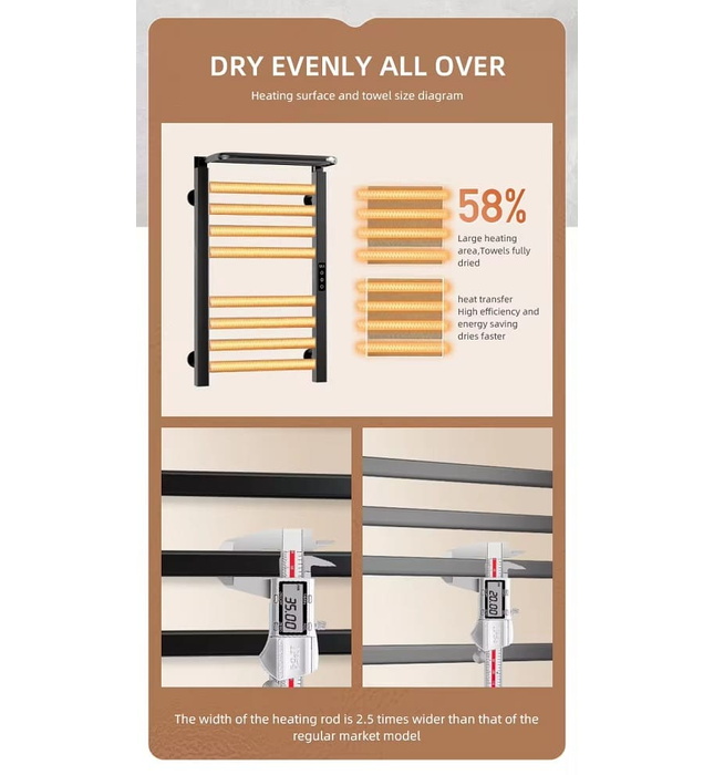 Giàn sấy khăn mặt khăn tắm màu đen Miken R395B-Wifi