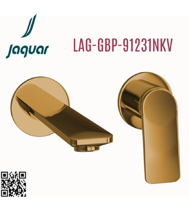 Vòi rửa mặt âm tường 2 chân màu vàng JAQUAR Ấn Độ LAG-GBP-91231NKV