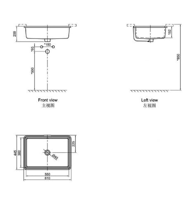Chậu rửa mặt âm bàn Axent L304-4101-M1