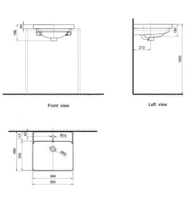 Chậu rửa mặt bán âm Axent L321-5101-M1