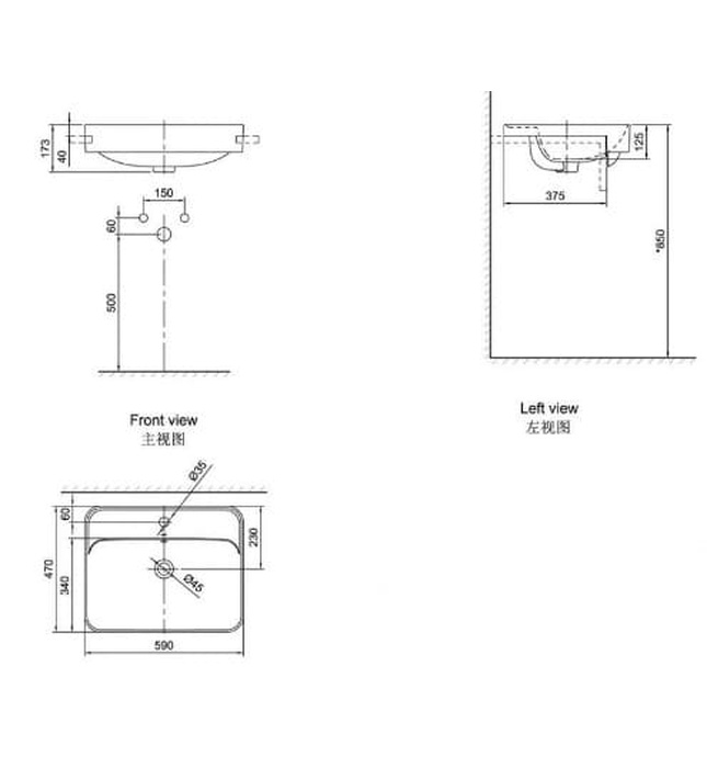 Chậu rửa mặt bán âm Axent L508-6101-M1
