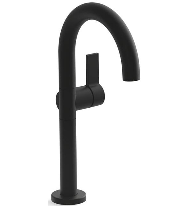 Vòi chậu rửa mặt nóng lạnh thân cao đen Kallista P24409-TL-PGP