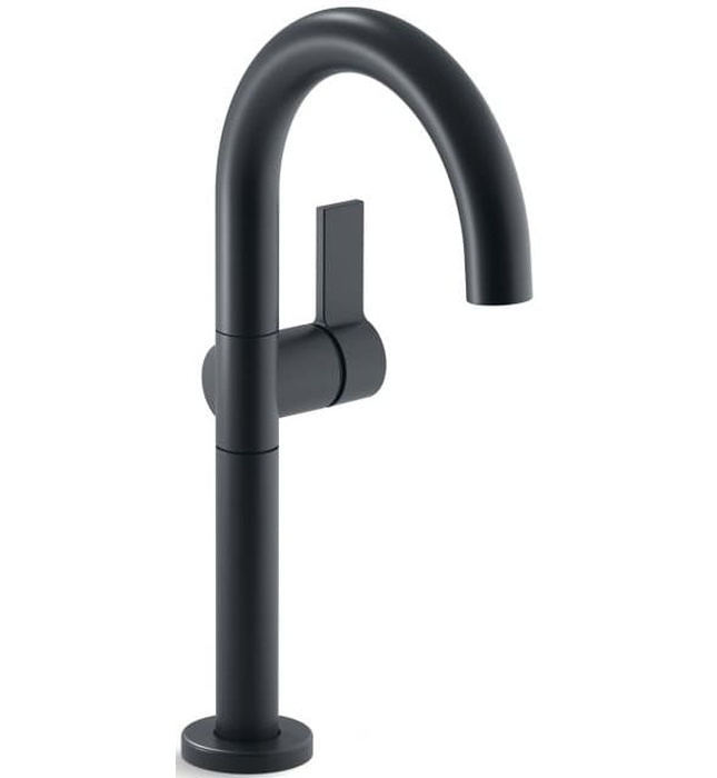 Vòi chậu rửa mặt nóng lạnh thân cao đen Kallista P24409-TL-PGP