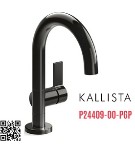 Vòi chậu rửa mặt nóng lạnh 1 chân đen Kallista P24409-00-PGP