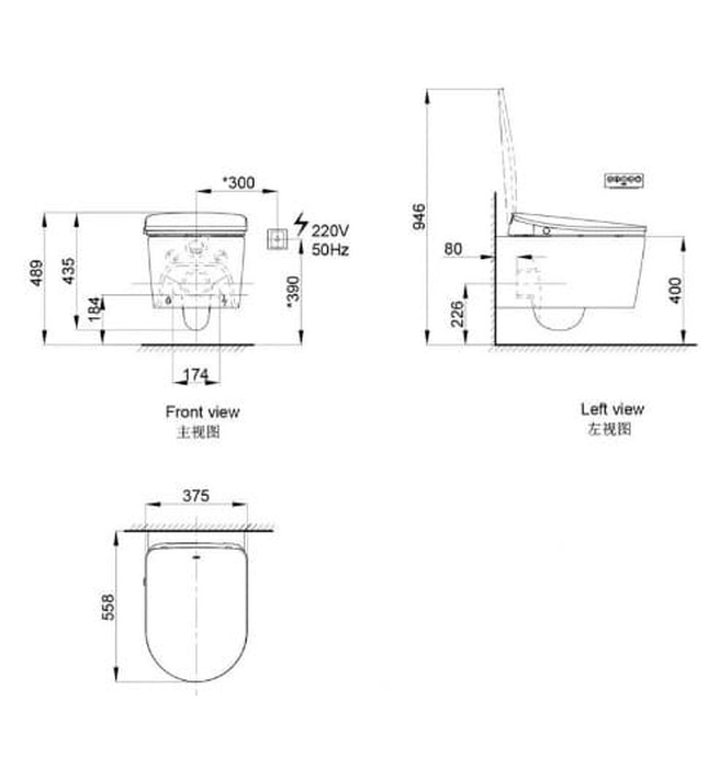 Bồn cầu treo tường nắp thông minh Axent E011-1191-S2