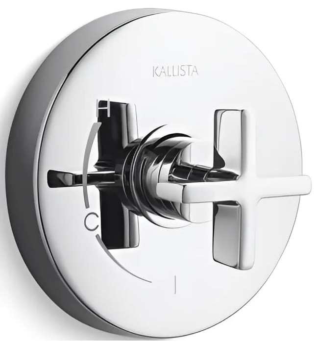 Mặt nạ điều khiển đơn sen tắm âm tường đen Kallista P24415-CR-PGP