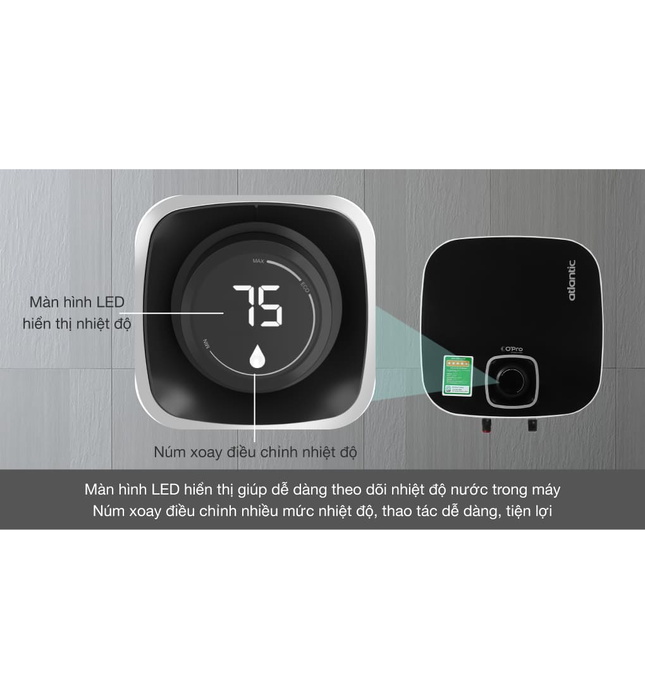 Bình Nóng Lạnh Vuông 15L Atlantic Nato Wifi 15 