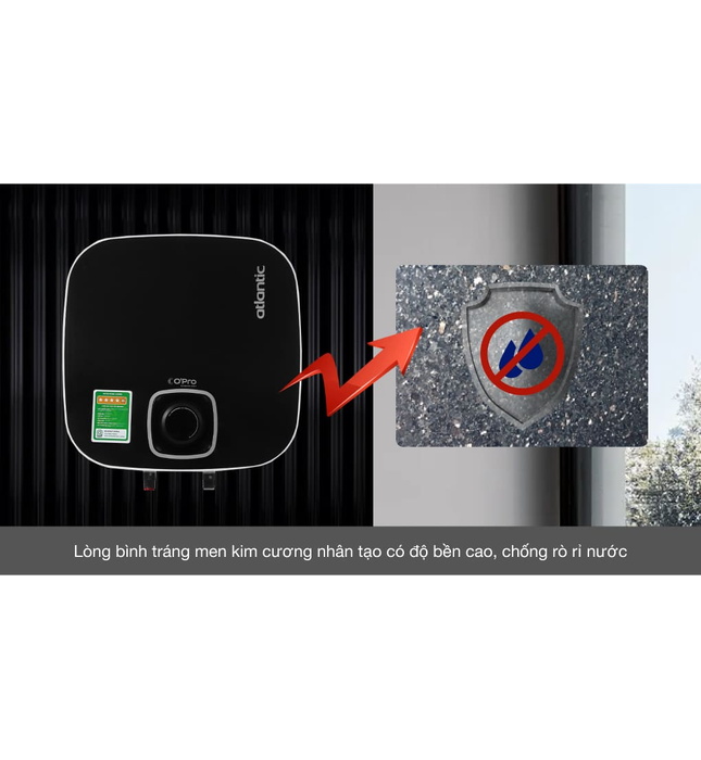 Bình Nóng Lạnh Vuông 15L Atlantic Nato Wifi 15 