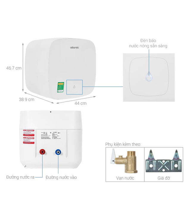 Bình Nóng Lạnh Vuông 30L Atlantic SWH 30A M-N0 AMI SQUARE