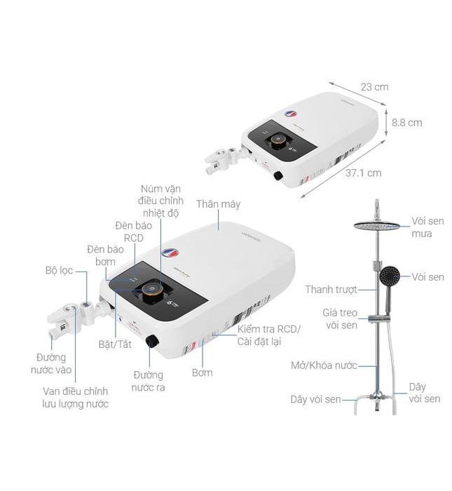 Máy tắm nóng trực tiếp Atlantic Tempo Turbo 6000 PU RS 