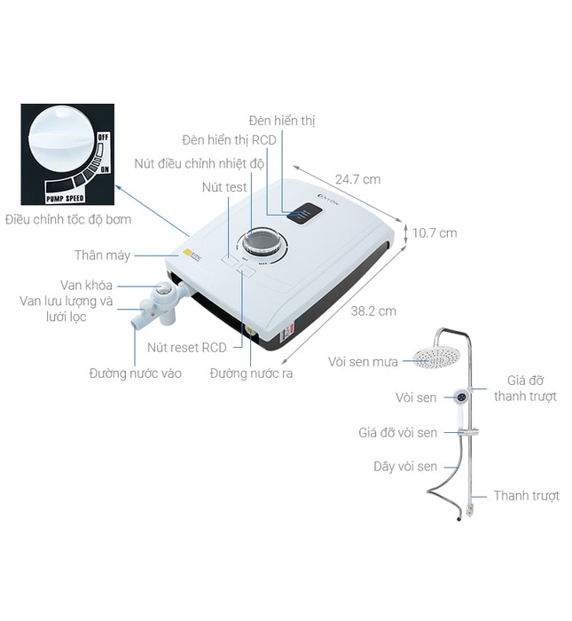 Máy tắm nóng trực tiếp Centon GD600ESP RS FL