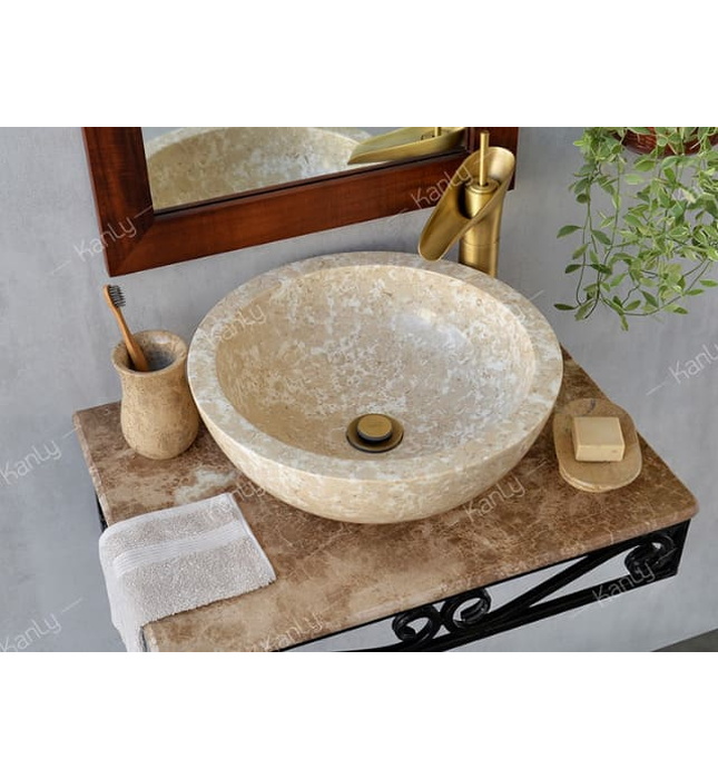 Chậu lavabo đặt bàn đá Marble tự nhiên Kanly MAR11I 