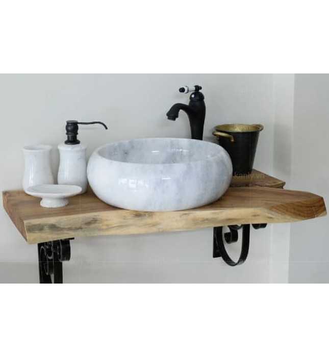 Chậu lavabo đặt bàn đá tự nhiên Kanly MAR123N 