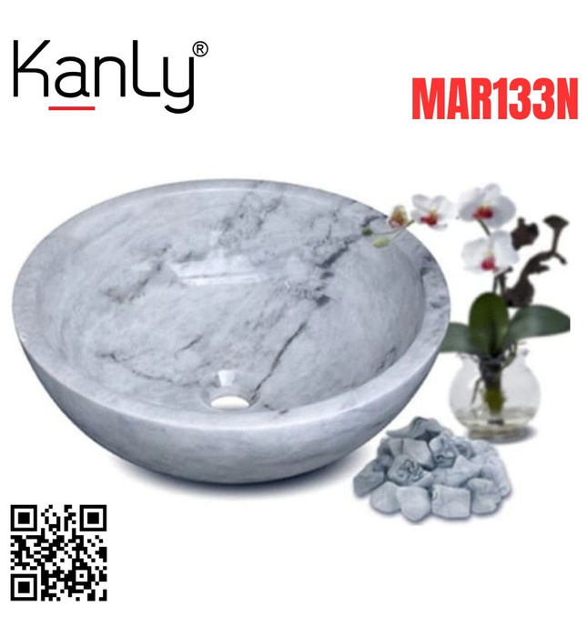 Chậu lavabo đặt bàn đá tự nhiên Kanly MAR133N 