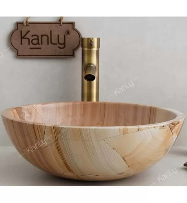 Chậu lavabo đặt bàn đá tự nhiên Kanly MAR13N