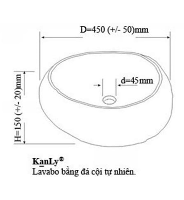Chậu Rửa Mặt Đặt Bàn Đá Cuội Kanly MAR15i 