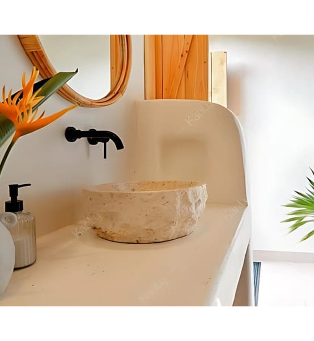 Chậu lavabo đặt bàn đá marble tự nhiên Kanly MAR51I 