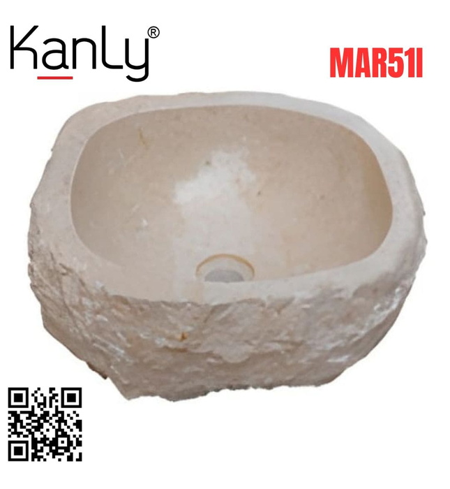 Chậu lavabo đặt bàn đá marble tự nhiên Kanly MAR51I 