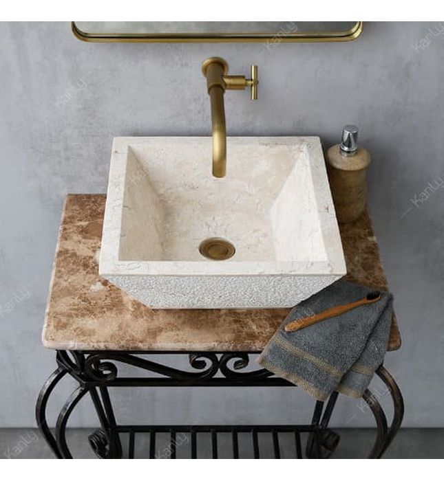 Chậu lavabo đặt bàn đá Marble tự nhiên Kanly MAR051I 