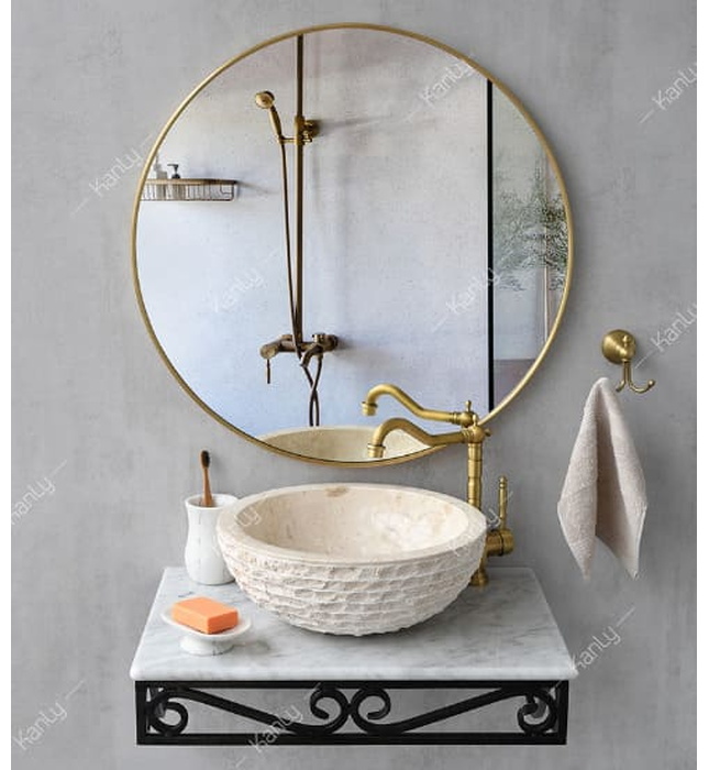 Chậu lavabo đặt bàn đá Marble tự nhiên Kanly MAR11Bi