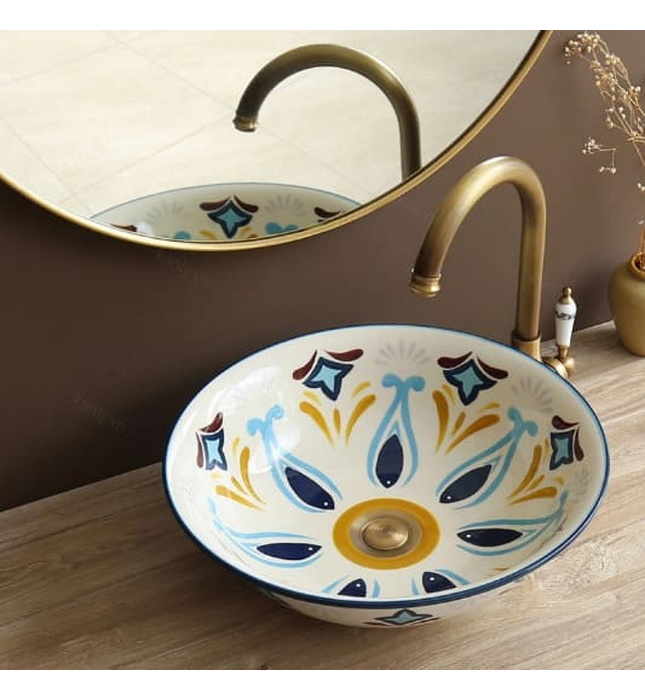 Chậu lavabo đặt bàn sứ mỹ thuật Kanly SU403 