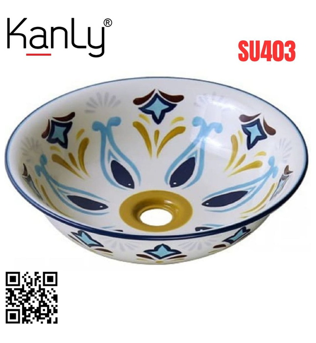 Chậu lavabo đặt bàn sứ mỹ thuật Kanly SU403 