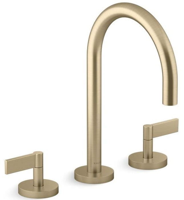 Vòi chậu rửa mặt 3 chân cổ ngỗng đen Kallista P24490-LV-PGP