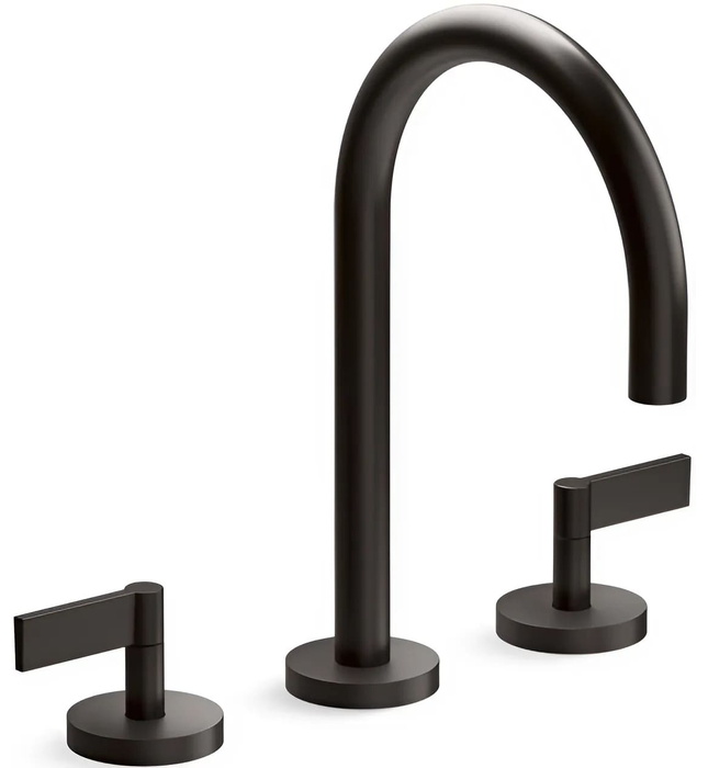 Vòi chậu rửa mặt 3 chân cổ ngỗng xanh đen Kallista P24490-LV-GN